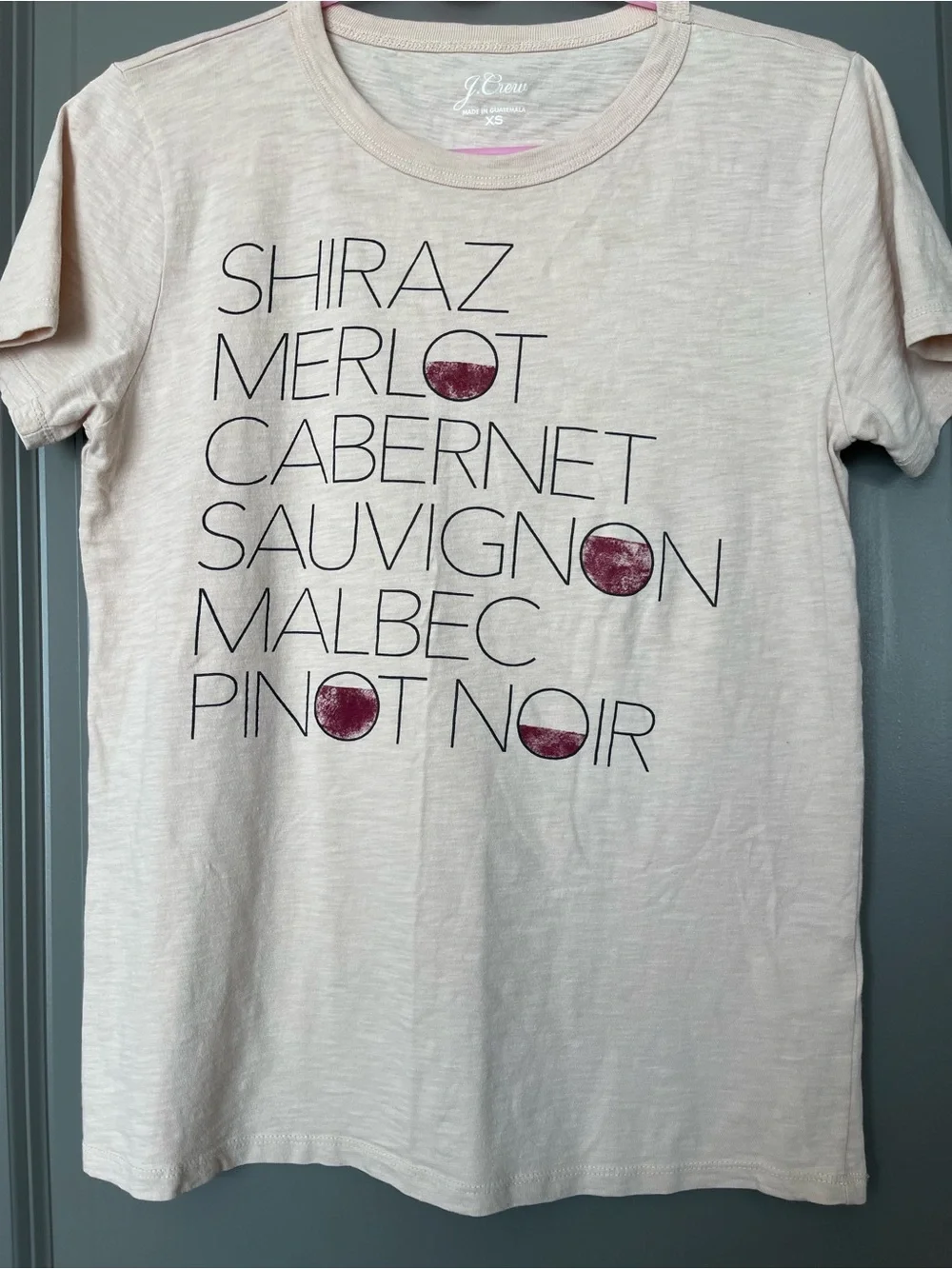J. Crew collector Cream Short Sleeve Tee with Wine-Print